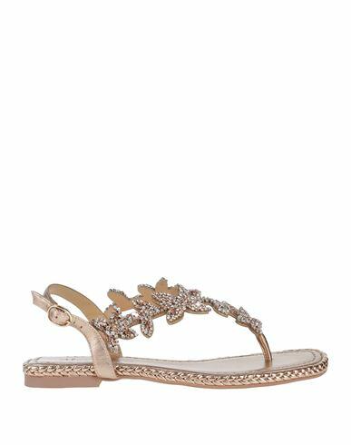 Alma En Pena. Woman Thong sandal Rose gold Leather Cover