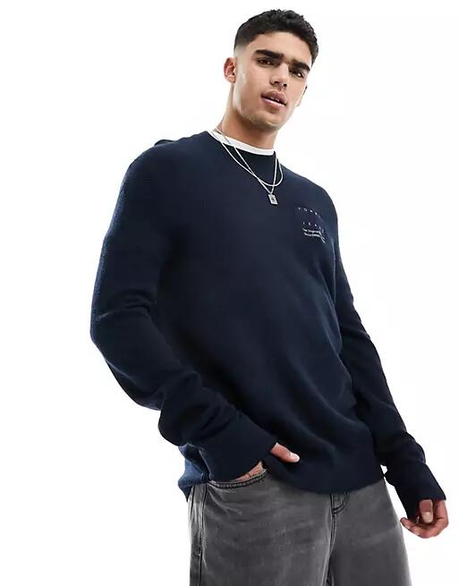 Tommy Jeans regular tonal flag logo sweater in navy Cover