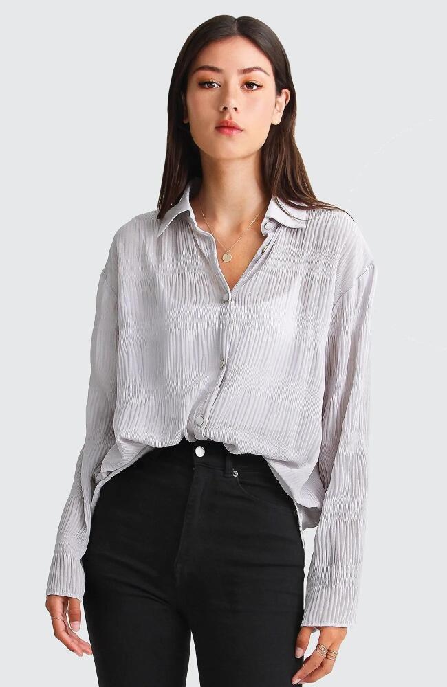 Belle & Bloom Yoko Shirred Chiffon Blouse in Grey Cover