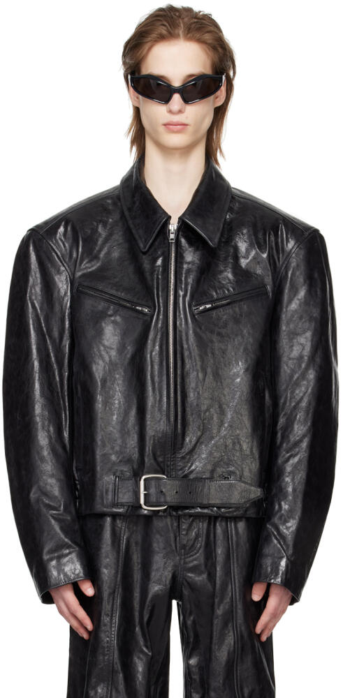 Alexander Wang Black Belted Leather Jacket Cover