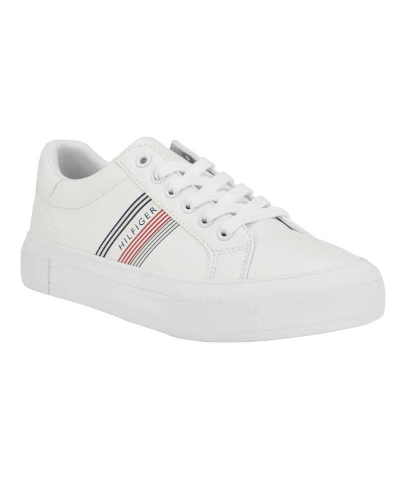 Tommy Hilfiger Women's Andrei Casual Lace Up Sneakers - White Stripe Multi Cover