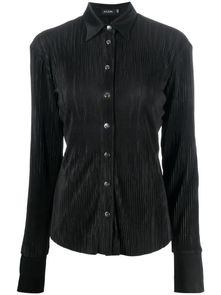 Atlein plissé button-up shirt - Black Cover