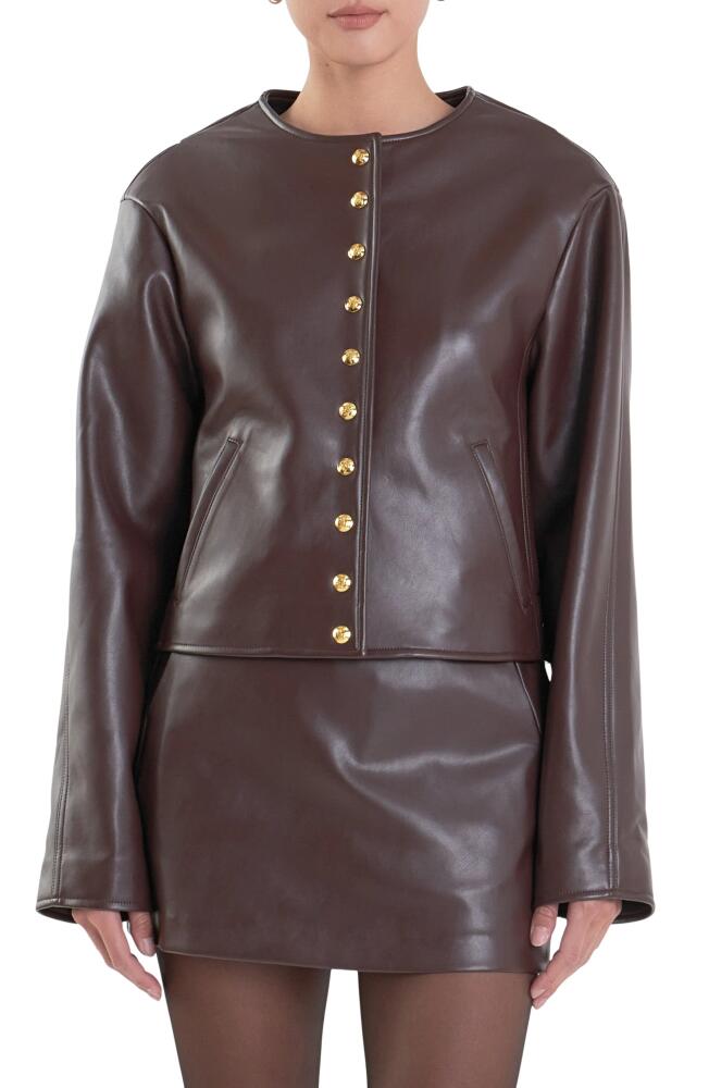 English Factory Faux Leather Jacket in Dark Brown Cover