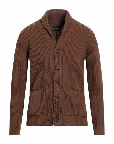 Daniele Fiesoli Man Cardigan Brown Merino Wool, Polyamide Cover