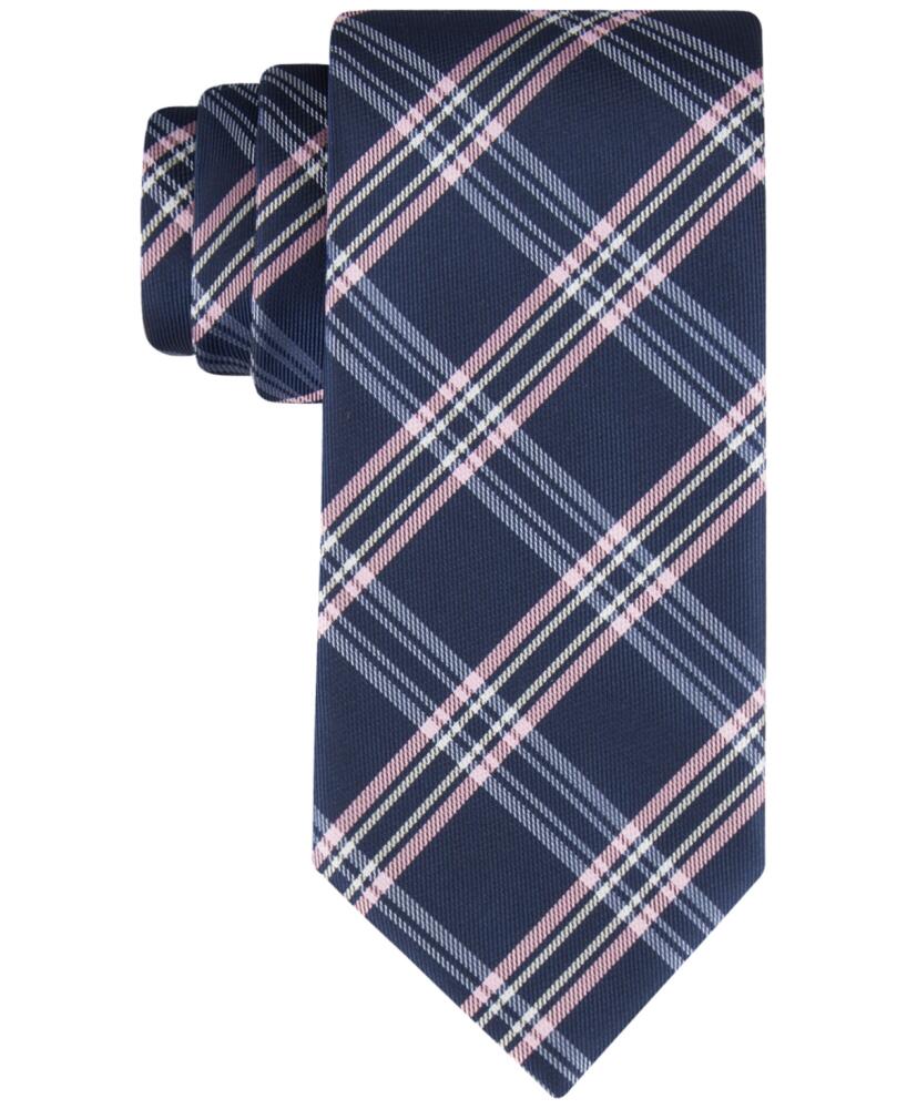 Tommy Hilfiger Men's Twill Plaid Tie - Navy/pink Cover