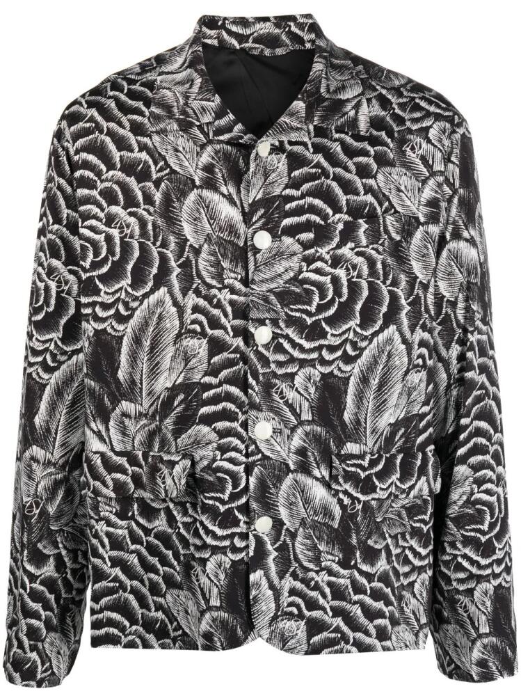 4SDESIGNS floral-print long-sleeve shirt - Black Cover