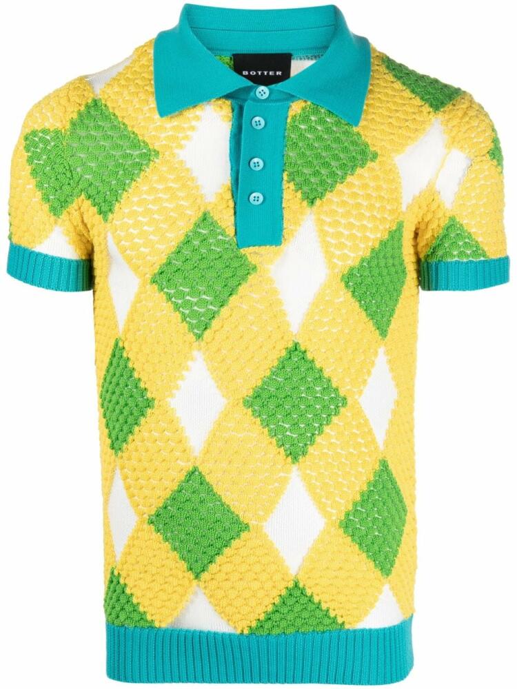 Botter geometric-pattern knitted polo shirt - Yellow Cover