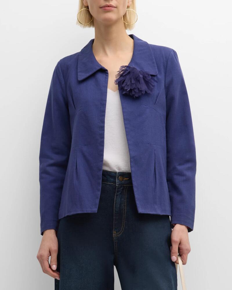 Frances Valentine Elle Open-Front Blazer with Flower Pin Cover