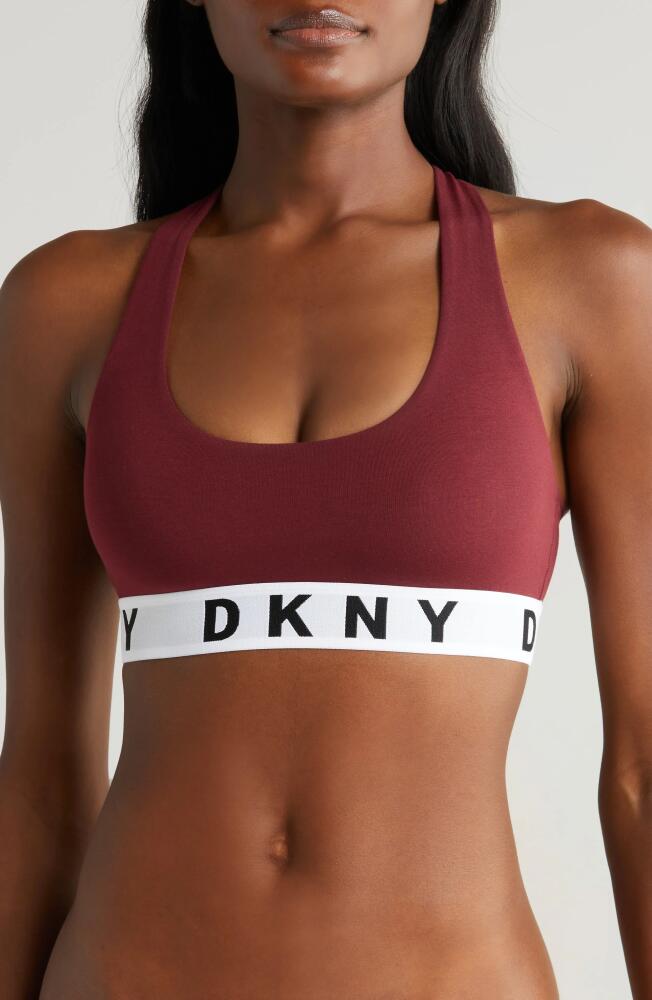 DKNY Logo Wirefree Racerback Bralette in Chocolate Truffle Cover