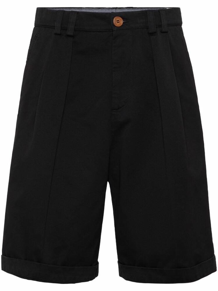 Brunello Cucinelli straight-leg cotton Bermuda shorts - Black Cover