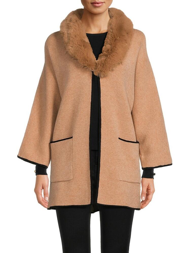 Saks Fifth Avenue Women's Faux Fur Collar Jacket - New Camel Cover