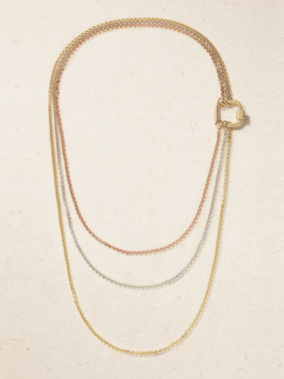 Marla Aaron - Meander Lock 14-karat White, Yellow And Rose Gold Necklace - One size Cover