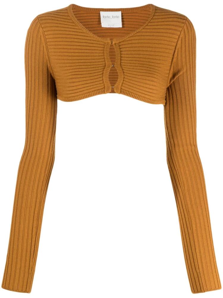 Forte Forte cropped ribbed-knit cardigan - Orange Cover