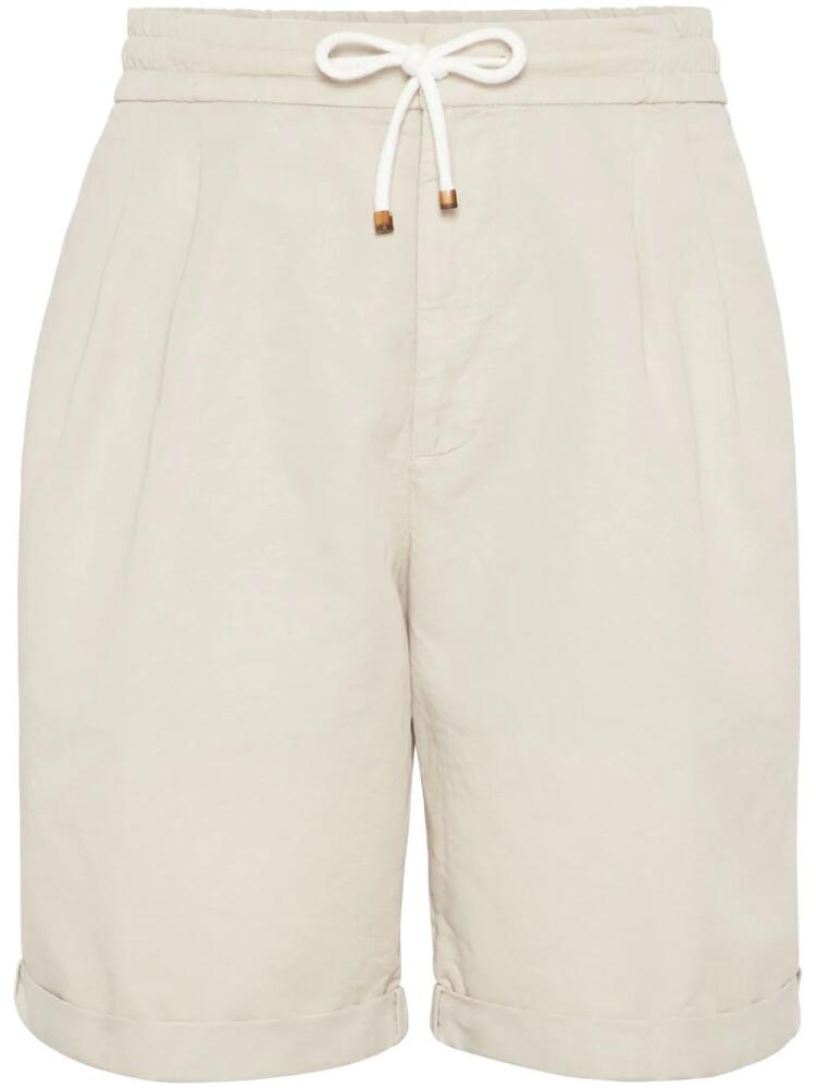 Brunello Cucinelli drawstring-waistband knee-length bermuda shorts - Neutrals Cover