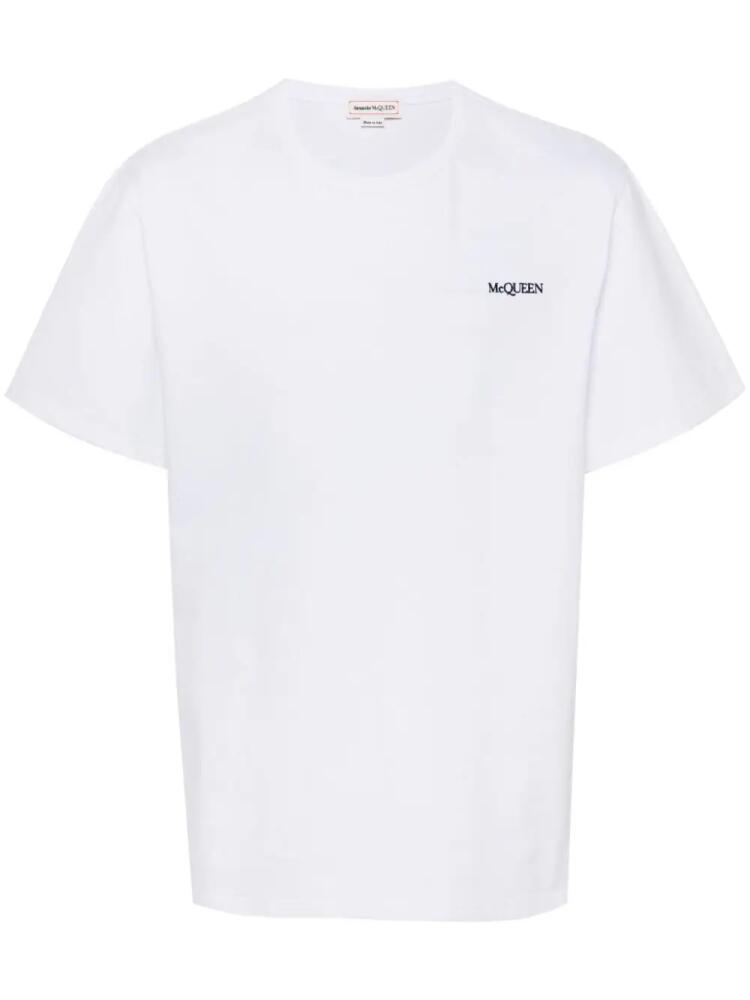 Alexander McQueen embroidered-logo cotton t-shirt - White Cover