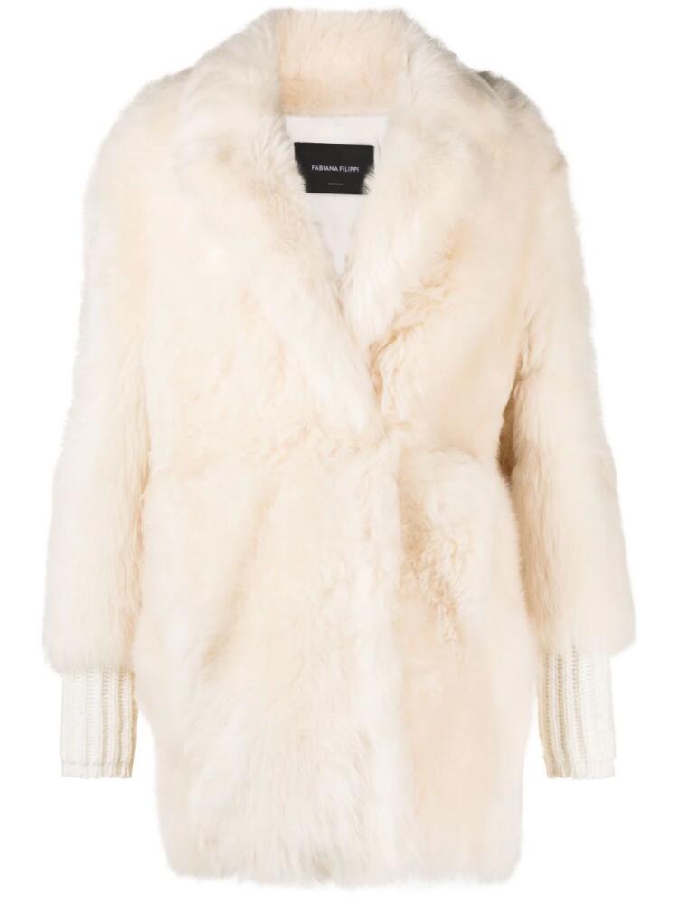 Fabiana Filippi single-breasted faux-fur coat - Neutrals Cover