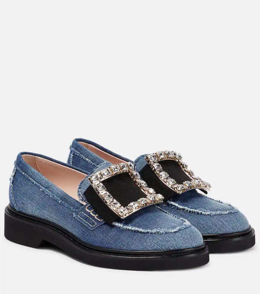 Roger Vivier Viv' Rangers embellished denim loafers Cover