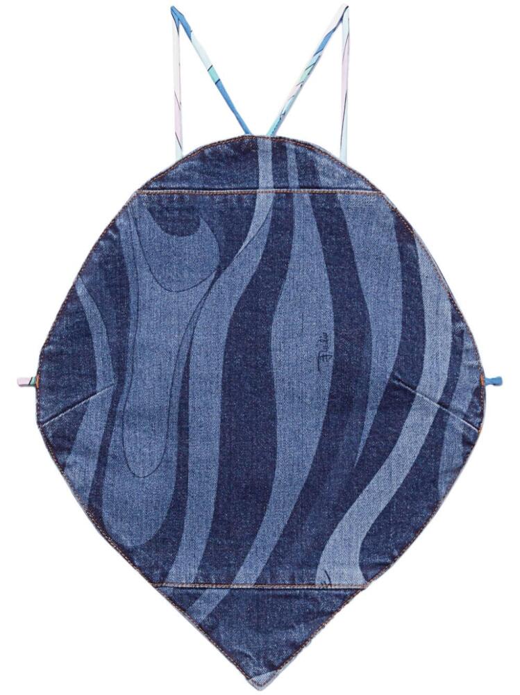 PUCCI Marmo-print denim top - Blue Cover