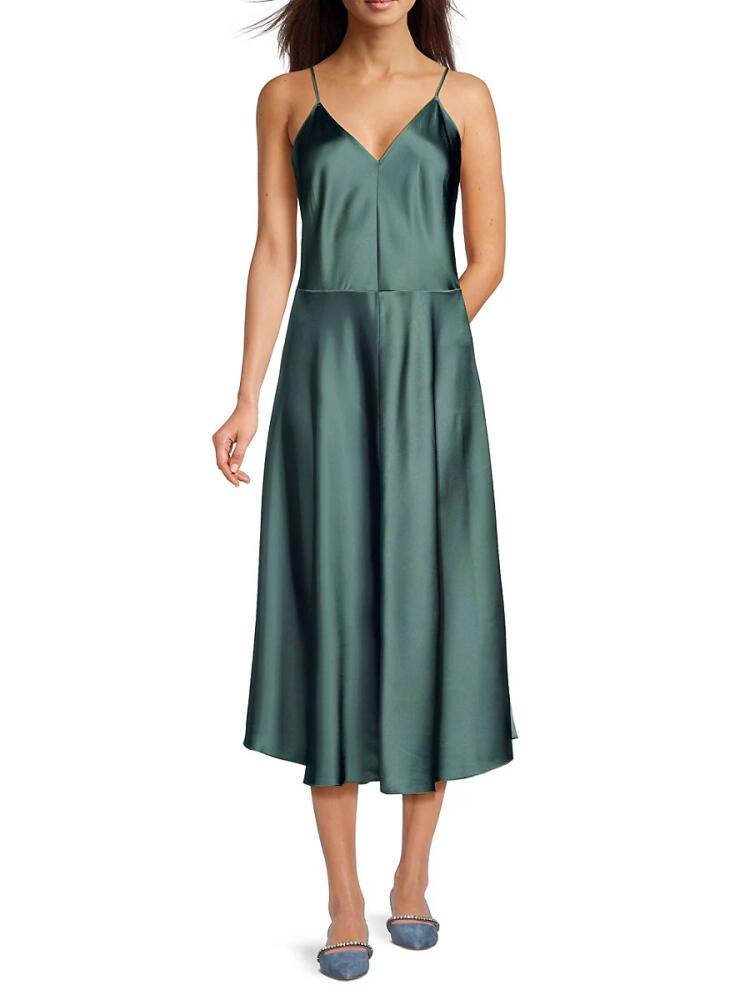 Vince Women's Satin Midi A-Line Dress - Malachite Cover