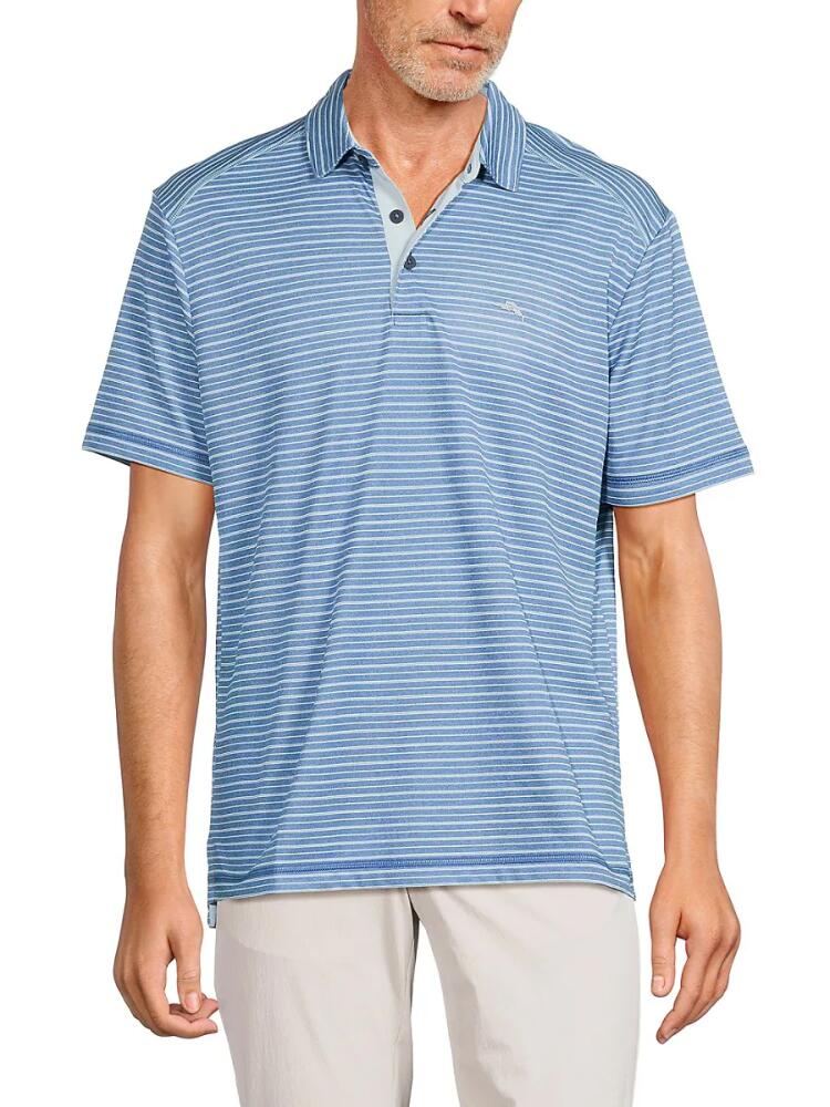 Tommy Bahama Men's We Stand Tall Striped Polo - Dutch Blue Cover