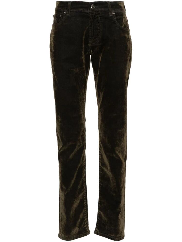 Corneliani mid-rise tapered velvet jeans - Green Cover