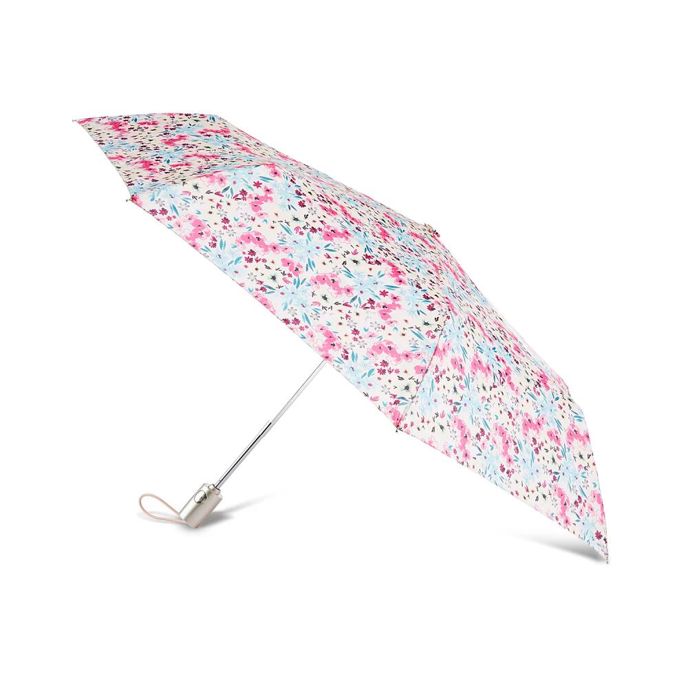 Totes Auto Open & Close Umbrella | Women's | Pink/Blue Floral Print Cover