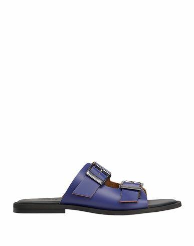 8 By Yoox Polish Leather Cross-strap Sandal Man Sandals Blue Calfskin Cover