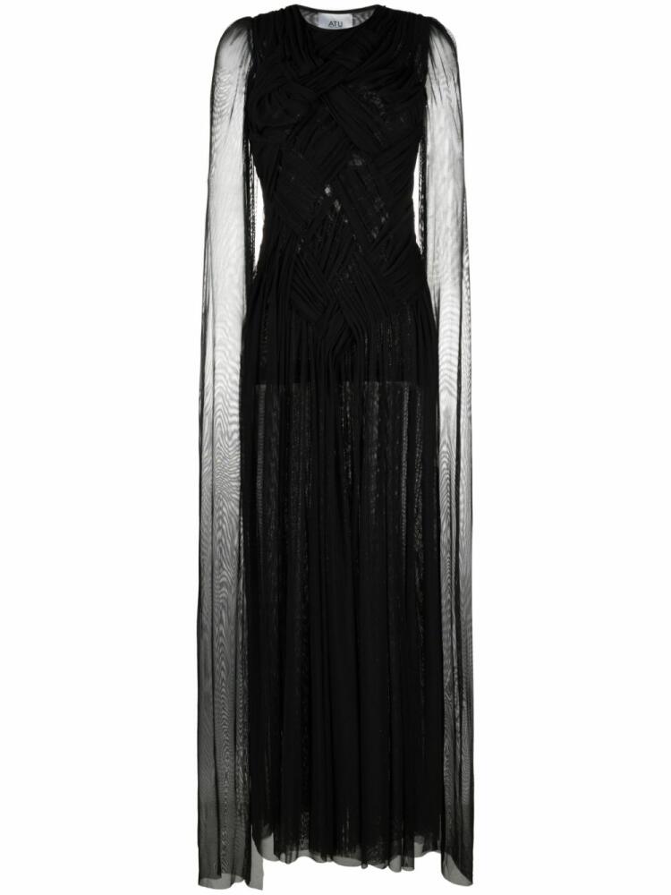 Atu Body Couture draped gathered mesh gown - Black Cover