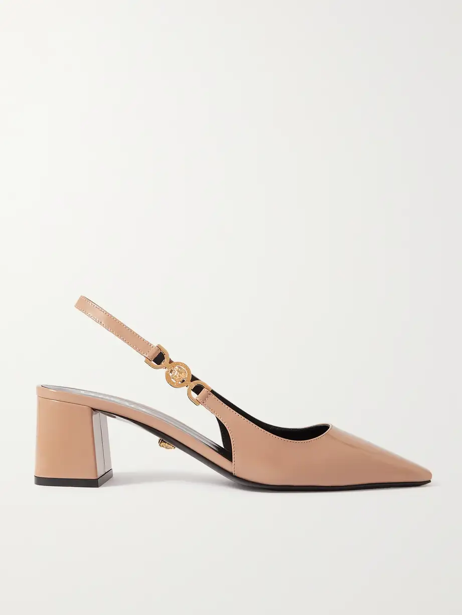 Versace - Embellished Patent-leather Slingback Pumps - Pink Cover