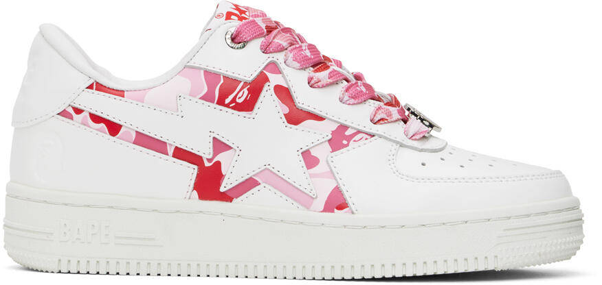 BAPE White & Pink STA Icon ABC Camo Sneakers Cover