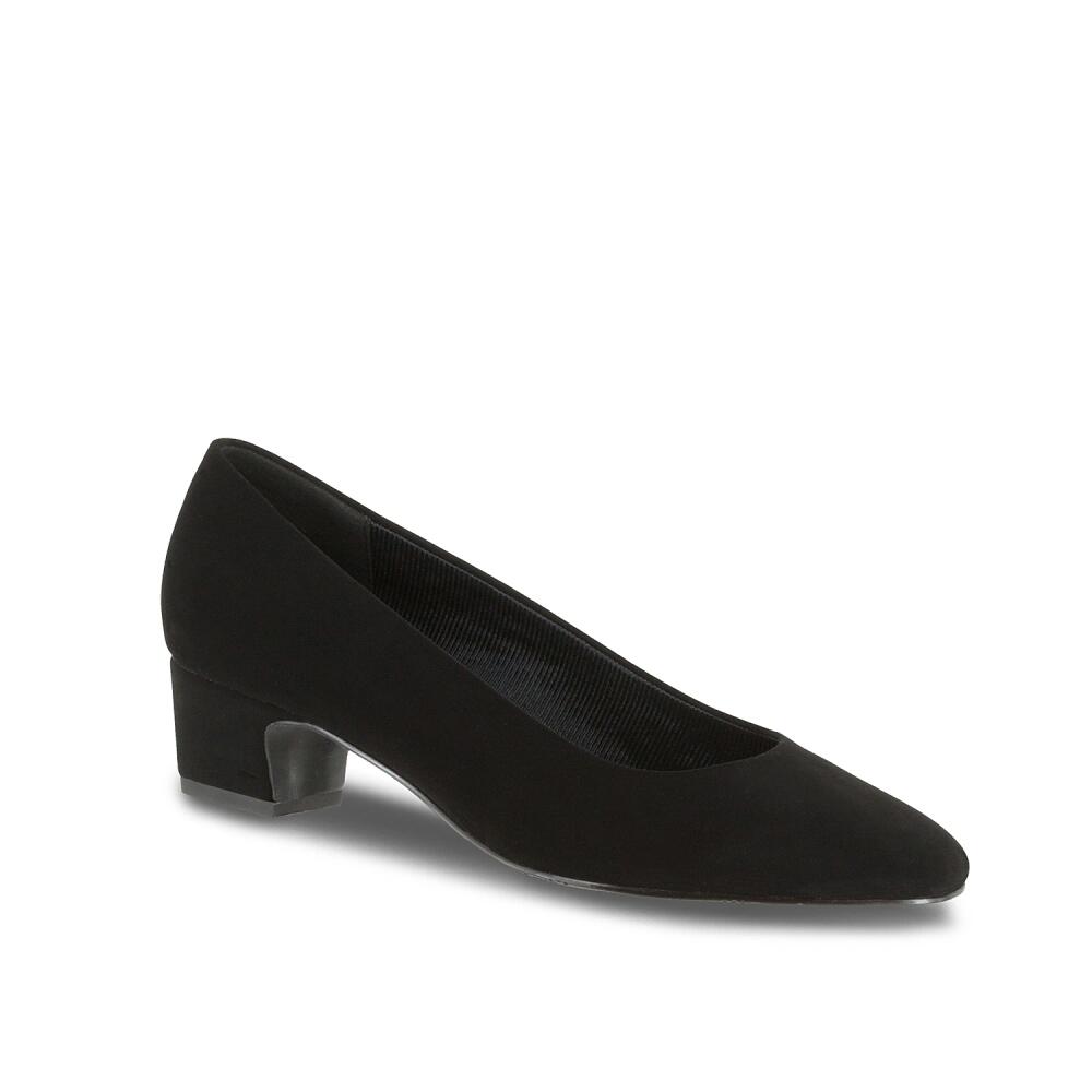 Easy Street Wide Width Prim Pump | Women's | Black Faux Suede Cover