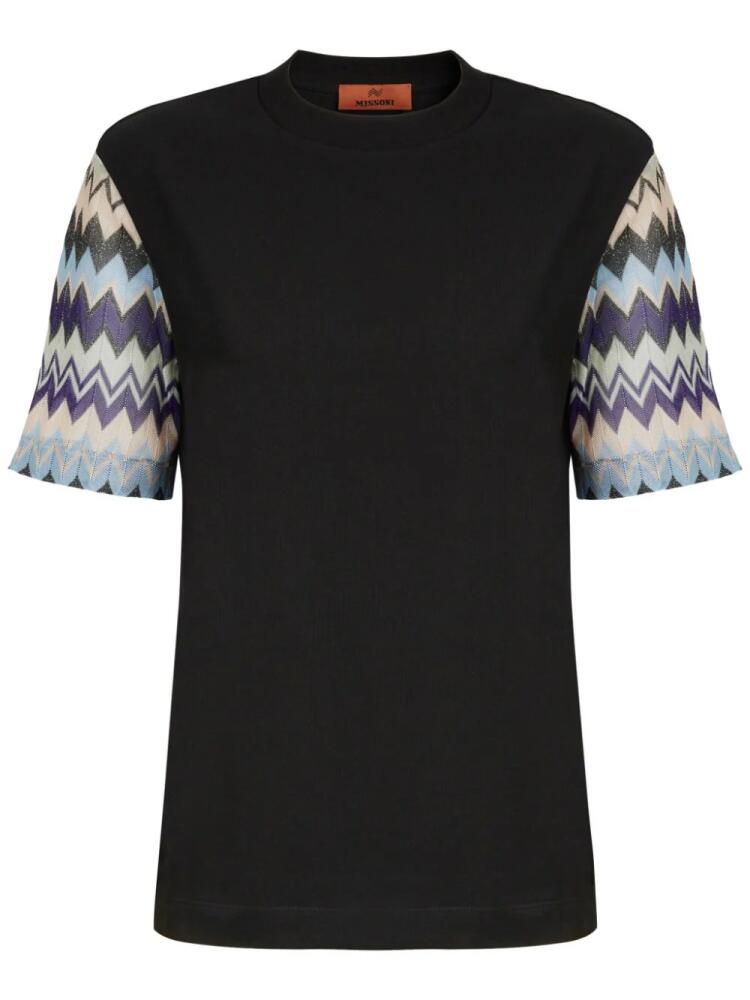 Missoni knitted-sleeves cotton T-shirt - Black Cover