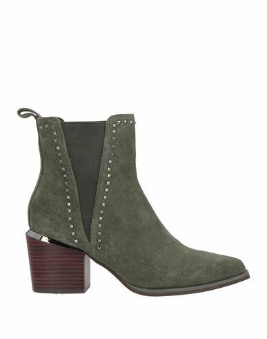 Alma En Pena. Woman Ankle boots Military green Leather Cover