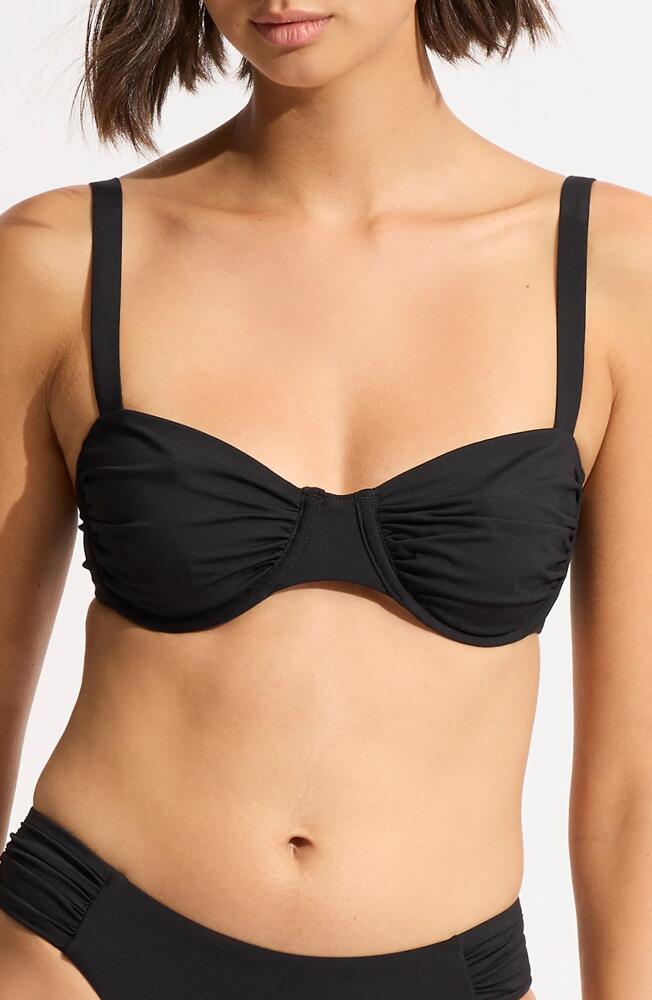 Seafolly Ruched Underwire Bikini Top in Black Cover