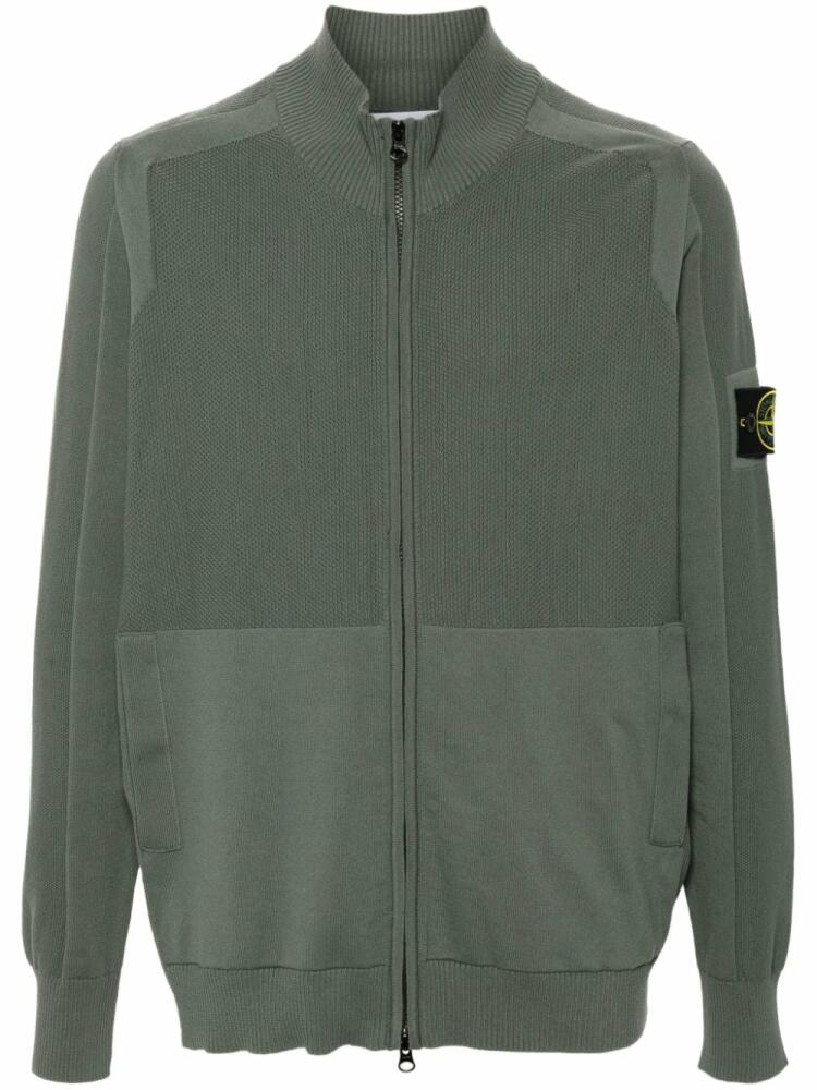 Stone Island Compasse-badge knitted cardigan - Green Cover