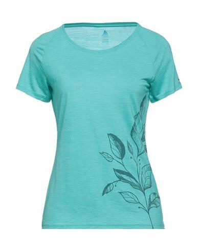 Odlo Woman T-shirt Turquoise Lyocell, Virgin Wool Cover