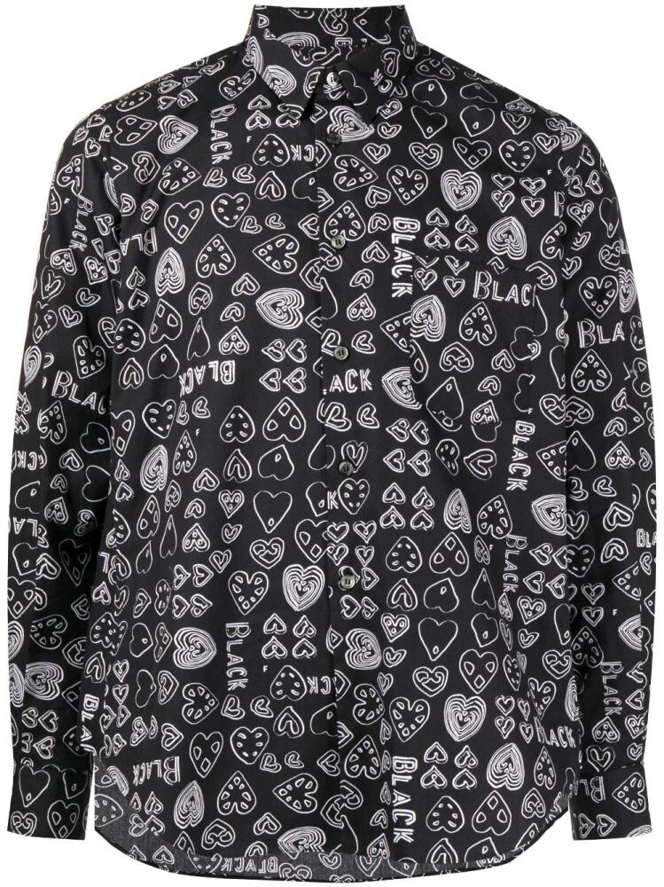 Black Comme Des Garçons heart-print cotton shirt Cover