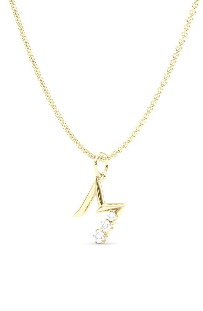 HauteCarat Graduated Lab Created Diamond Initial Letter Pendant Necklace in M - 18K Yellow Gold Cover