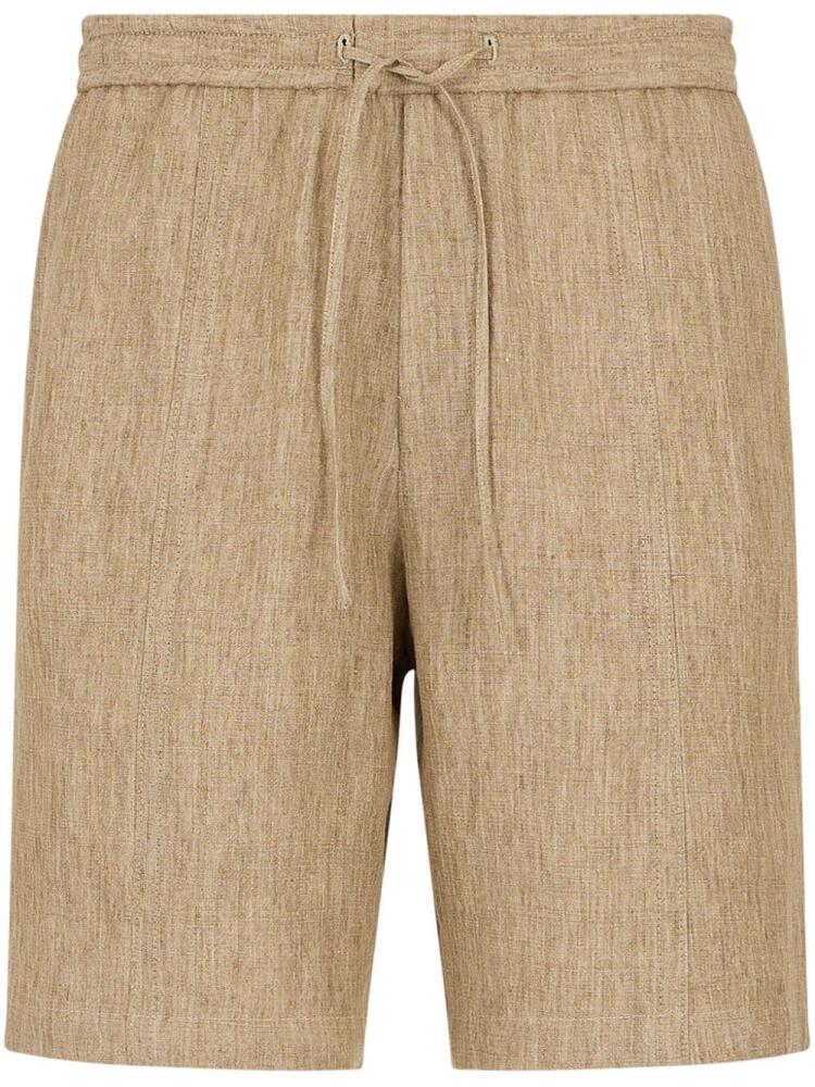 Emporio Armani drawstring-waist linen shorts - Neutrals Cover