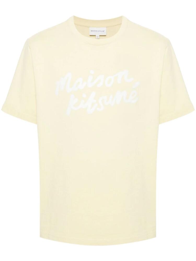 Maison Kitsuné Handwriting-print cotton T-shirt - Yellow Cover