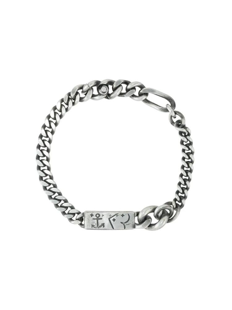 WERKSTATT:MÜNCHEN engraved-tag chain bracelet - Silver Cover