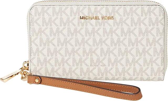 MICHAEL Michael Kors Jet Set Large Flat Multi Function Phone Case (Vanilla) Travel Pouch Cover