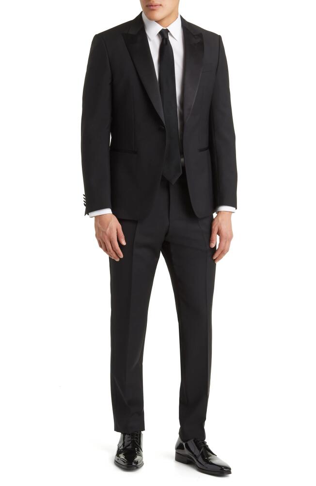 BOSS Huge Solid Wool & Mohair Tuxedo in Black Cover