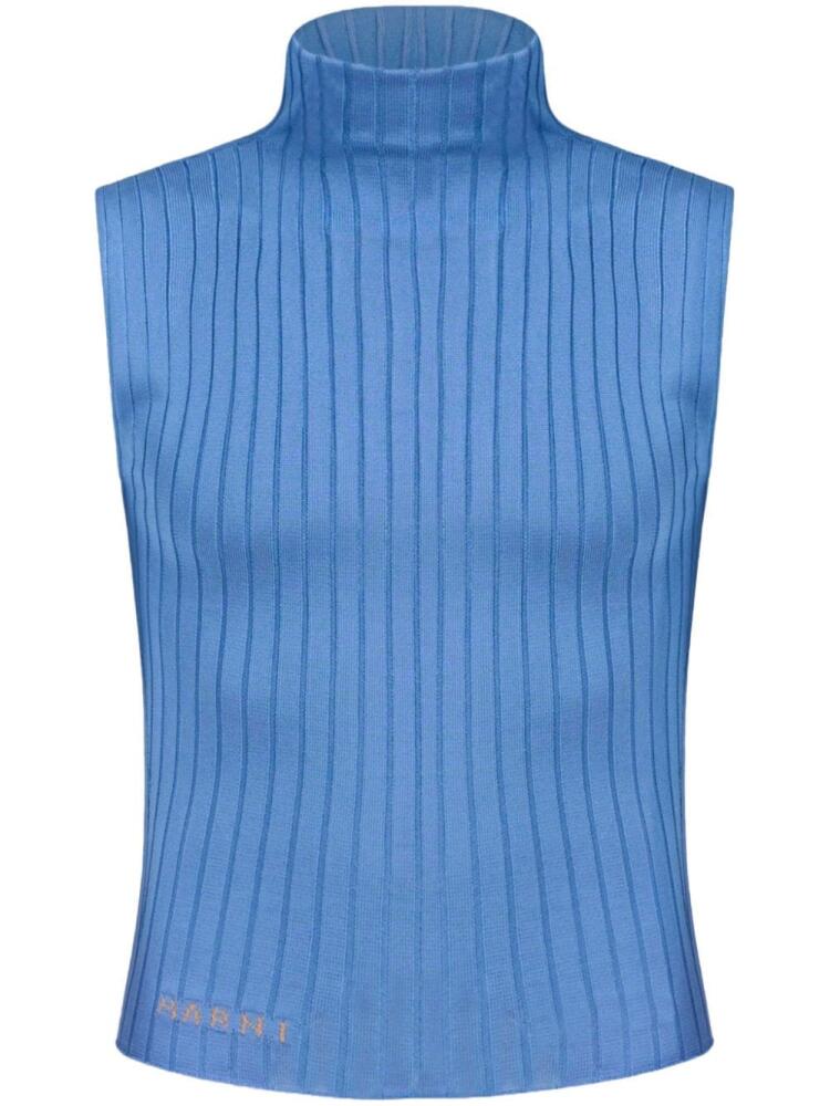 Marni high-neck ribbed-knit tank top - Blue Cover