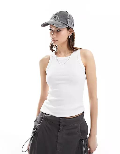 Weekday rib fitted tank top in white Cover