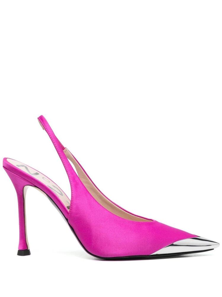 Nº21 110mm contrast-toe slingback pumps - Pink Cover