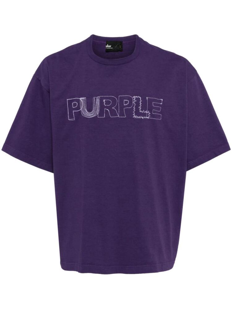 Kolor embroidered-logo cotton t-shirt - Purple Cover