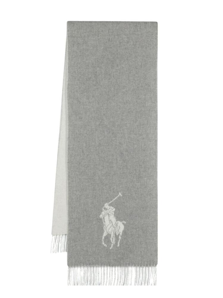 Polo Ralph Lauren Polo Pony-motif fringed-edge scarf - Grey Cover