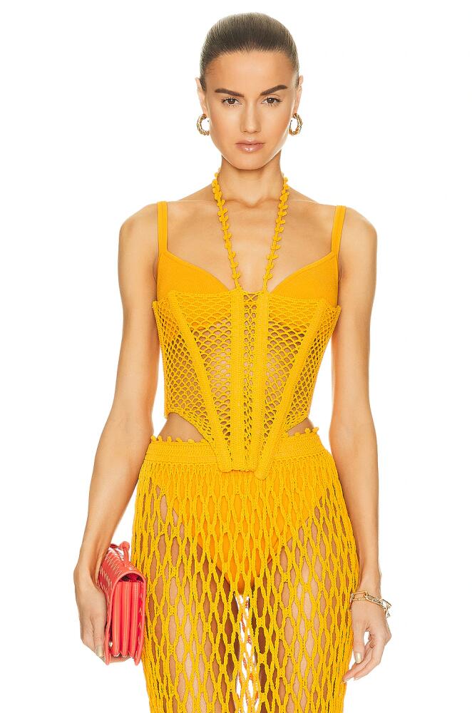 Dion Lee Coral Crochet Corset in Mustard Cover