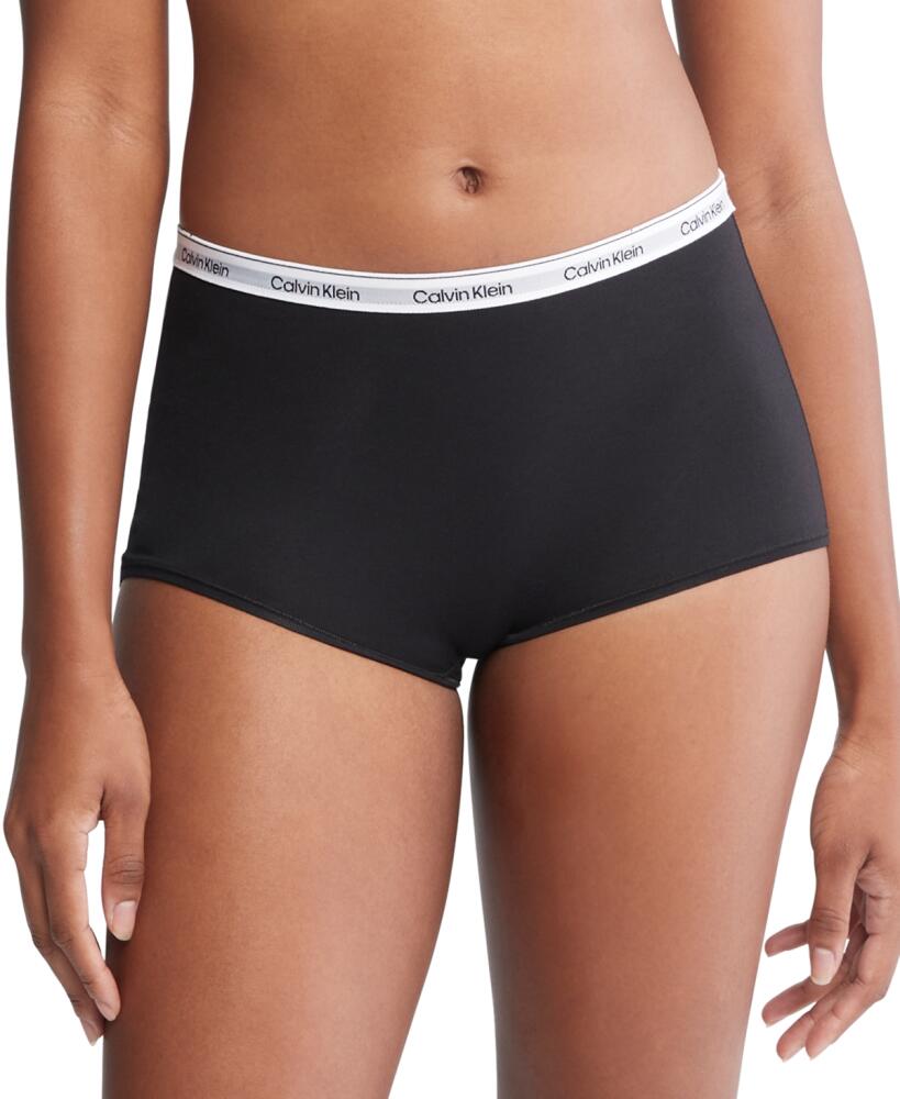 Calvin Klein Women's Modern Logo Mid-Rise Boyshort Underwear QD5195 - Black Cover